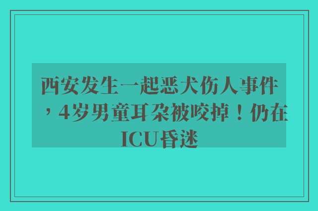 西安发生一起恶犬伤人事件，4岁男童耳朵被咬掉！仍在ICU昏迷