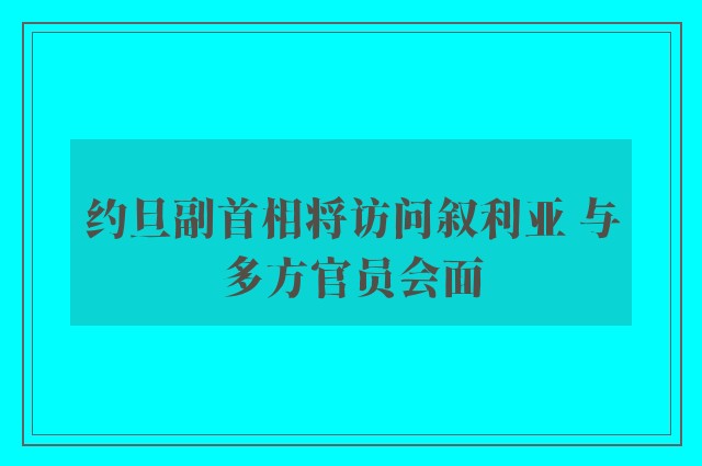 约旦副首相将访问叙利亚 与多方官员会面